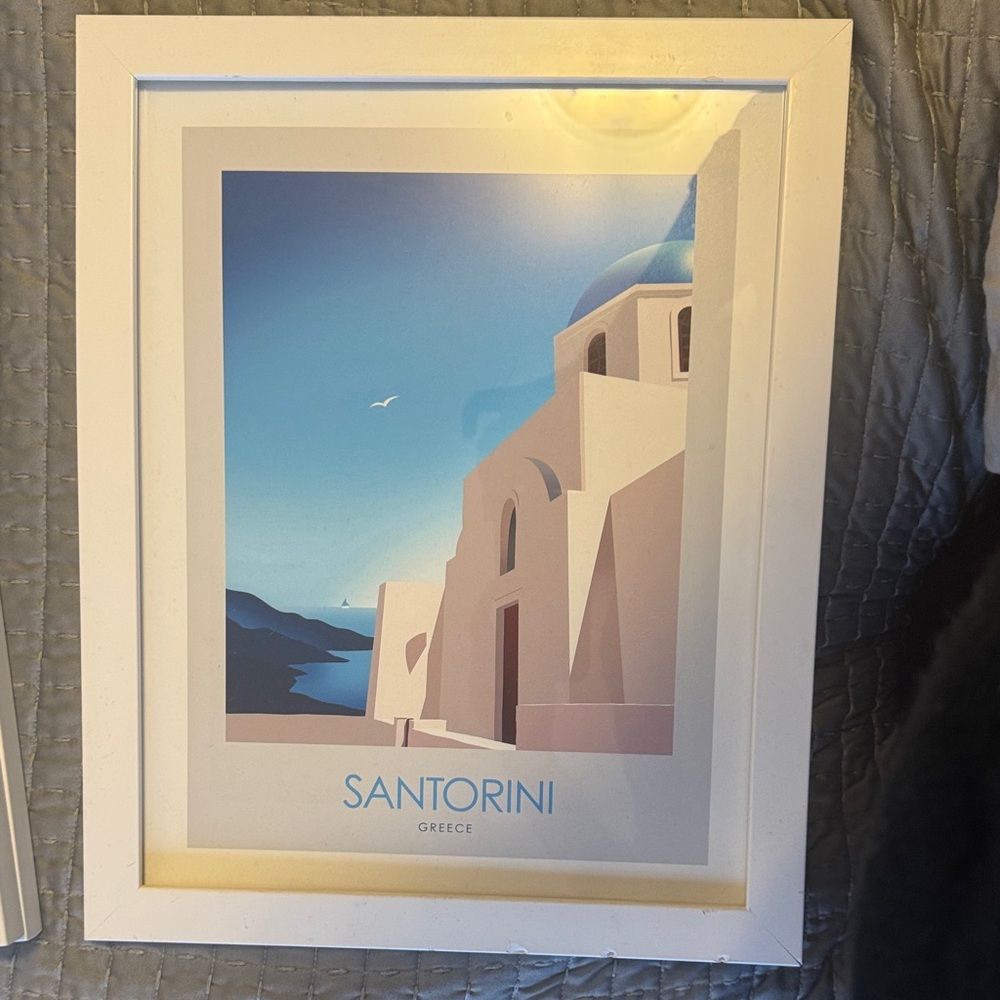 Santorini Greece, Rome and Moraine Lake Art Print in White Frame
